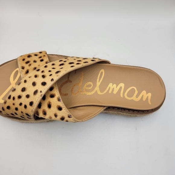 SAM EDELMAN Korina Tan Cheetah Print Platform Sandal Sz 7.5 - Picture 11 of 12